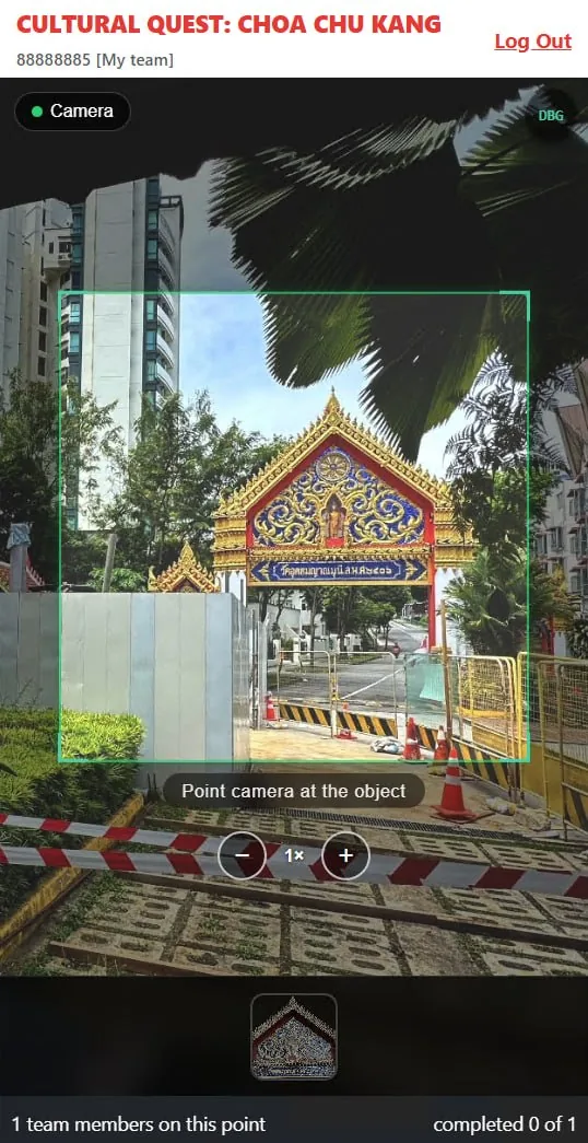 Camera framing a temple gate